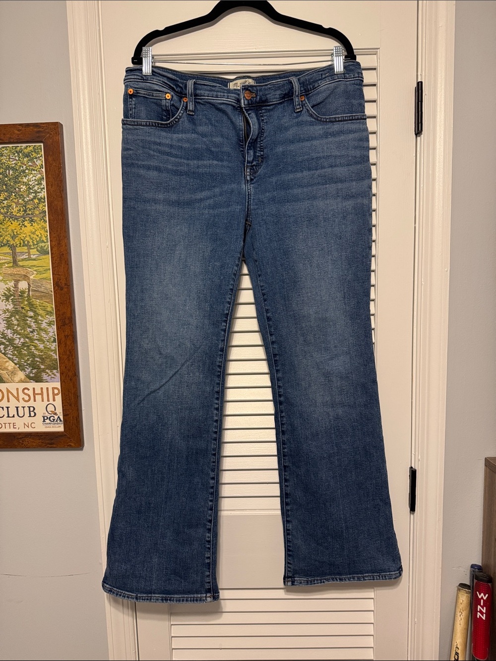Madewell Kick Out Full Length Medium Blue Flare Jeans size 32